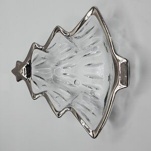 Silver Trimmed Crystal Christmas tree Candy dish
